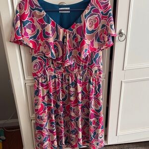 Floral Pink and Blue Women's Dress